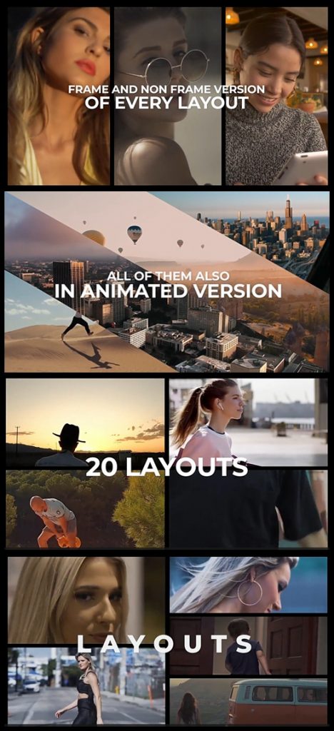 【免费资源】Pr预设80款动态分屏布局视频图片多镜头切割炫酷文字分镜插件素材